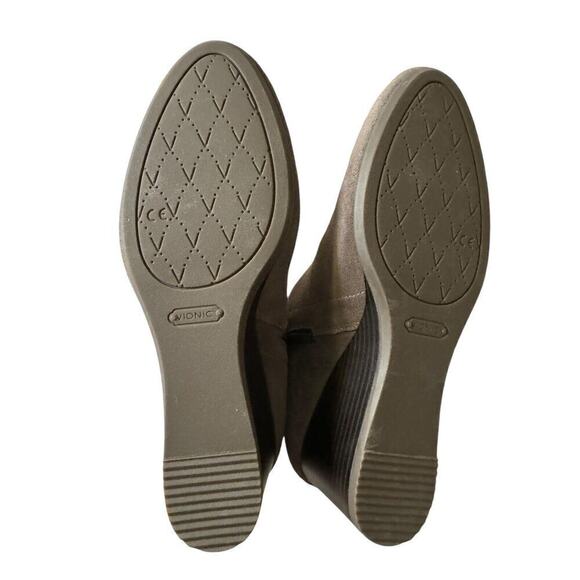 VIONIC Paloma Ankle Booties Wedge Heel Taupe Suede Leather Comfort Women's 8 - Picture 8 of 9